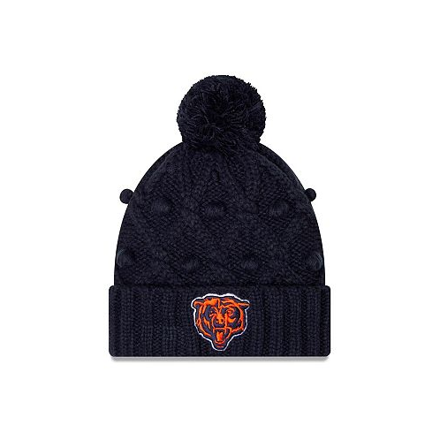 New Era Big Girls Navy Chicago Bears Toasty Cuffed Knit Hat with Pom