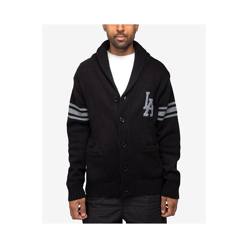 X-Ray Mens Shawl Collar Heavy Gauge Cardigan with City Patch