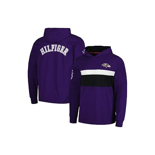 Tommy Hilfiger Mens Purple Baltimore Ravens Morgan Long Sleeve Hoodie T-shirt