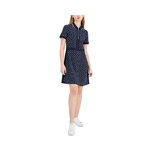 Tommy Hilfiger Womens Dot-Print A-Line Dress