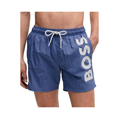 Hugo Boss Mens Quick-Dry Large Logo Print Swim Shorts