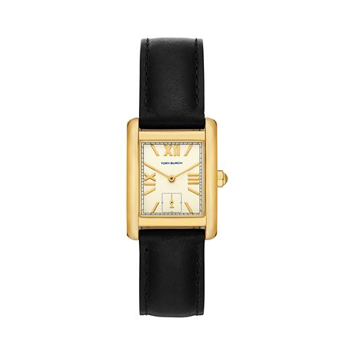 Tory Burch Womens The Eleanor Black Leather Strap Watch 25mm