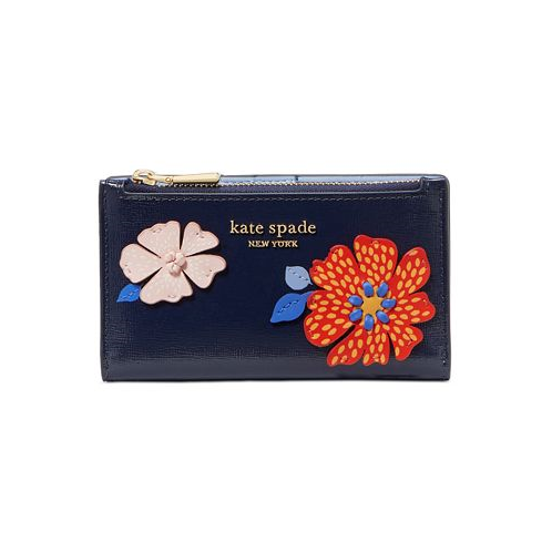 Kate spade new york Dottie Bloom Flower Applique Saffiano Leather Small Slim Bifold Wallet