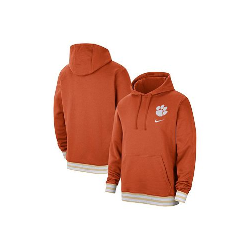 Nike Mens Orange Clemson Tigers Campus Retro Fleece Pullover Hoodie