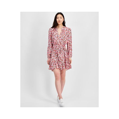 Tommy Hilfiger Womens Floral-Print Sandbar Tie-Front Fit & Flare Tiered Dress