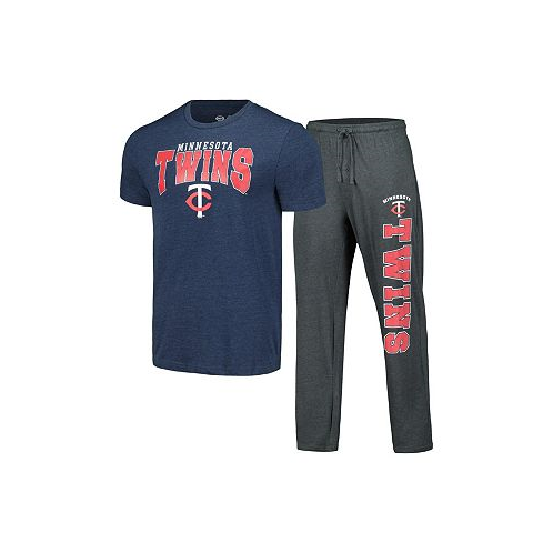 Concepts Sport Mens Charcoal Navy Minnesota Twins Meter T-shirt and Pants Sleep Set