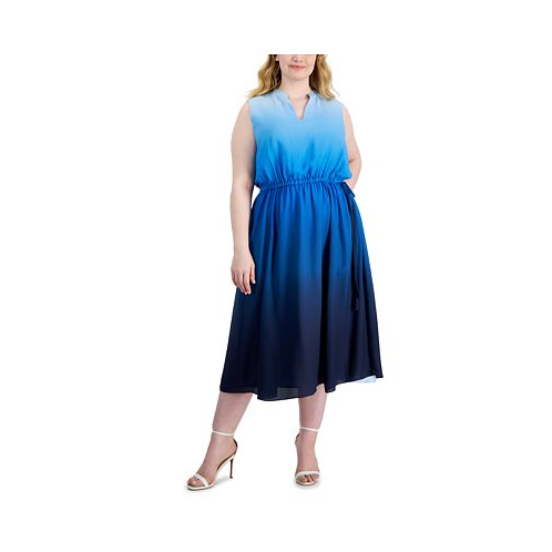 Anne Klein Plus Size Jenna Ombre Sleeveless Midi Dress