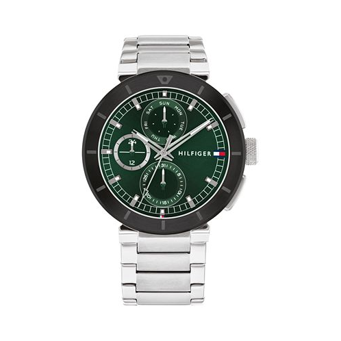Tommy Hilfiger Mens Multifunction Silver-Tone Stainless Steel Watch 44mm