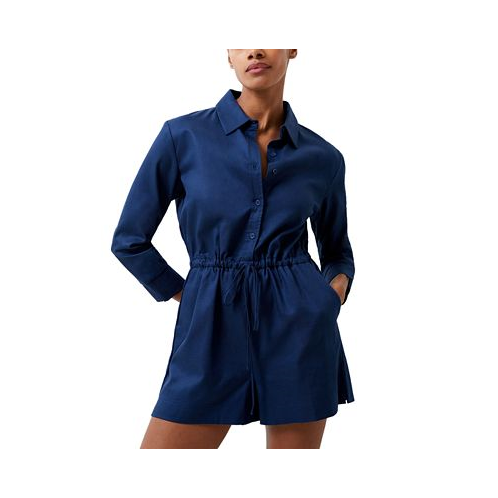 French Connection Womens Bodie 3/4-Sleeve Drawstring-Waist Romper