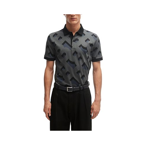 Hugo Boss Mens Monogram-Jacquard Polo Shirt
