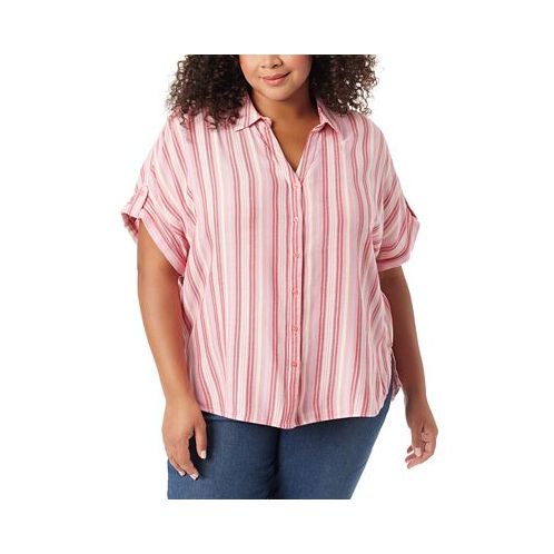 Gloria Vanderbilt Plus Size Stripe High-Low Demi Shirt