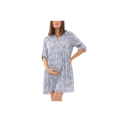 Ripe Maternity Celest Button Through Dress Lapis