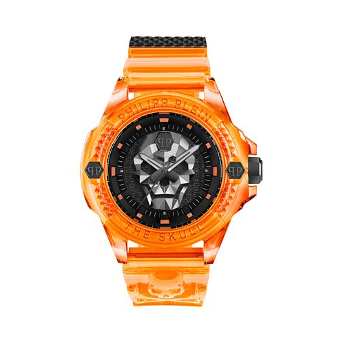 Philipp Plein Unisex The Skull Scuba Duba Orange Silicone Strap Watch 44mm
