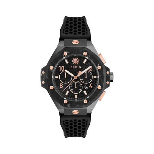 Philipp Plein Mens Chronograph Black Silicone Strap Watch 46mm
