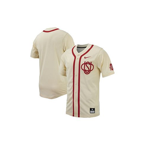 Nike Mens Cream Ohio State Buckeyes Replica Full-Button Baseball Jersey