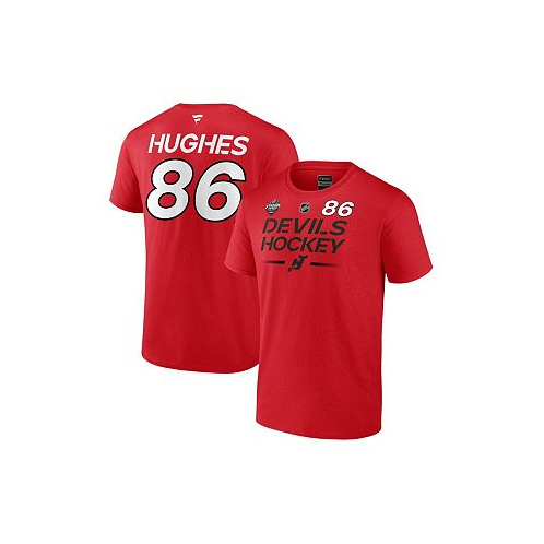 Fanatics Mens Jack Hughes Red New Jersey Devils 2024 NHL Stadium Series Authentic Pro Name and Number T-shirt