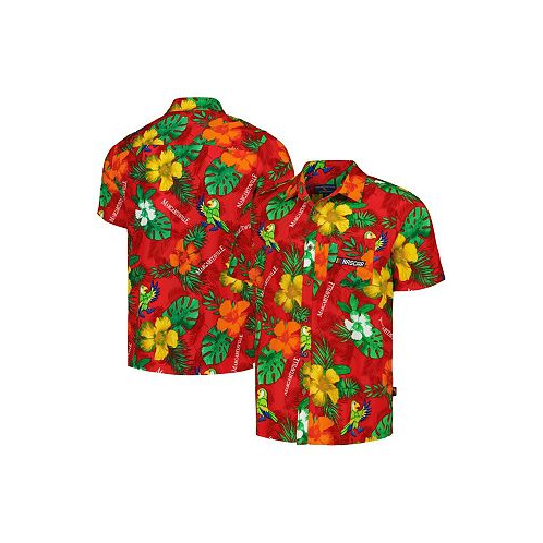 Margaritaville Mens Red NASCAR Island Life Floral Party Full-Button Shirt