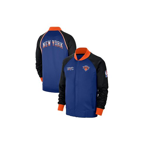 Nike Mens Blue New York Knicks 2023/24 City Edition Authentic Showtime Performance Raglan Full-Zip Jacket