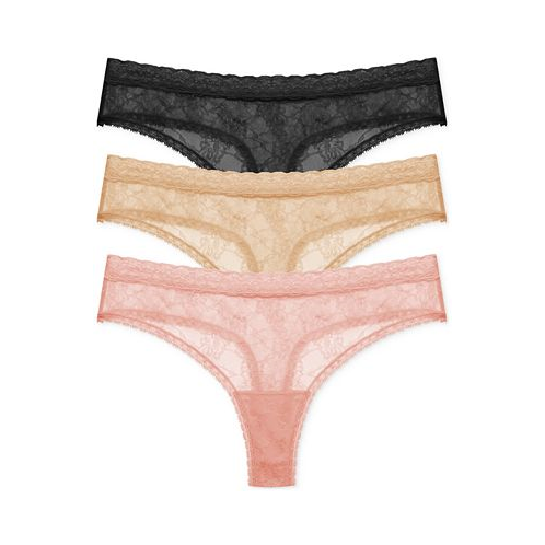 Natori Womens Bliss Allure 3-Pk. Lace Thong Underwear 771303MP