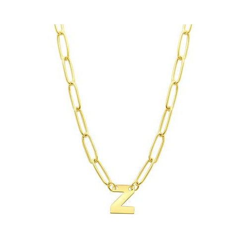 ADORNIA Tarnish Resistant 14K Gold-Plated Mini Initial Paperclip Chain Necklace