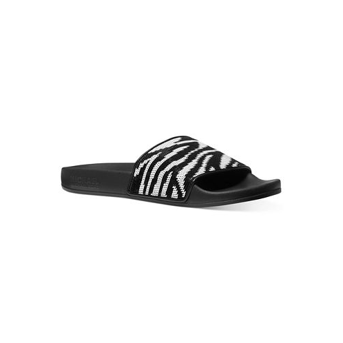 Michael Kors Womens Gilmore Zebra Sequin Slide Sandals