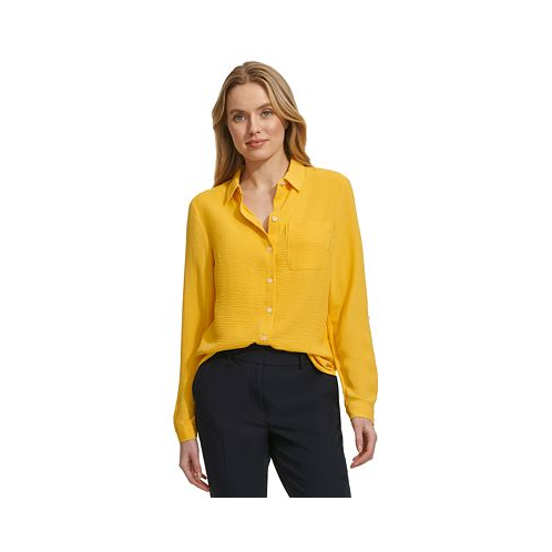 Tommy Hilfiger Womens Collared Button-Front Shirt