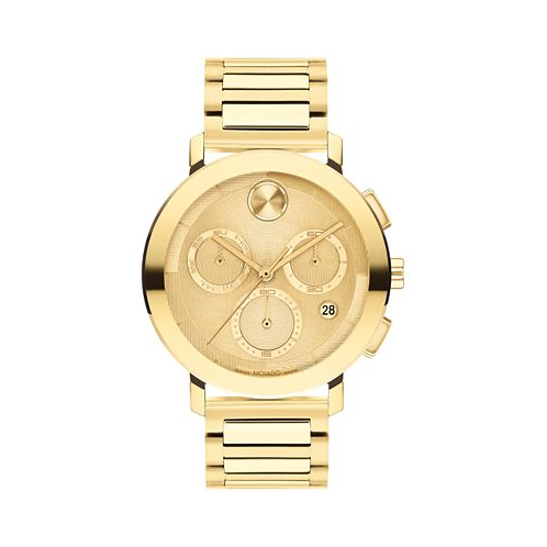 Movado Mens Swiss Chronograph Bold Evolution 2.0 Gold Ion Plated Steel Bracelet Watch 42mm