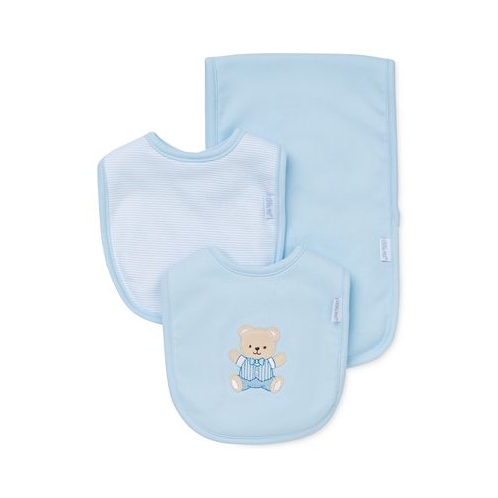 Little Me Baby Boys Cute Bear Bibs and Burp Cloth Pack of 3