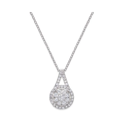 Macys Diamond Pendant 18 Necklace (1/2 ct. t.w.) in Sterling Silver