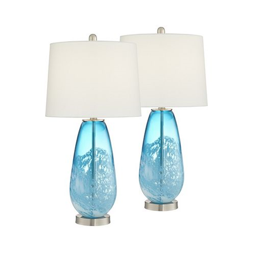 Pacific Coast Blue and White North Glass Table Lamps - Set of 2