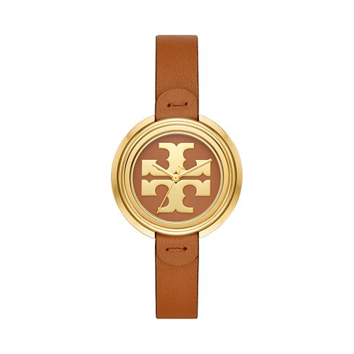Tory Burch Womens The Miller Luggage Leather Strap Watch 36mm