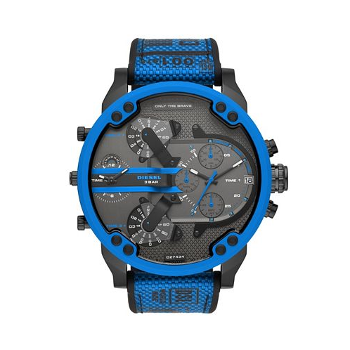Diesel Mens Mr Daddy 2.0 Three-Hand Blue Silicone Strap Buckle Watch 57mm