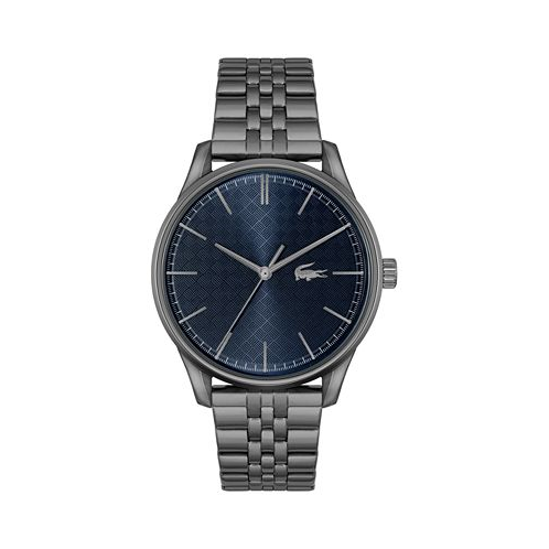 Lacoste Mens Vienna Gray-Tone Stainless Steel Bracelet Watch 42mm
