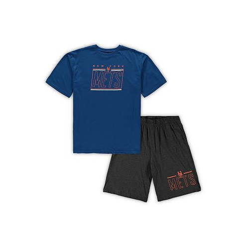 Concepts Sport Mens Royal Heathered Charcoal New York Mets Big and Tall T-shirt and Shorts Sleep Set