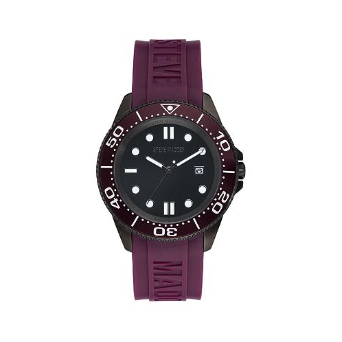 Mens Purple Silicone Strap Embossed with Steve Madden Logo Watch 44X50mm