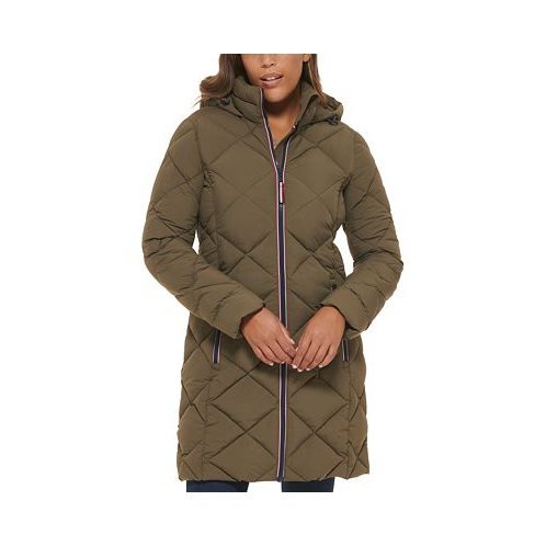 Tommy Hilfiger Womens Hooded Quilted Puffer Coat