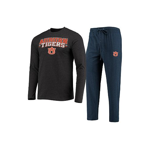 Concepts Sport Mens Navy Heathered Charcoal Auburn Tigers Meter Long Sleeve T-shirt and Pants Sleep Set