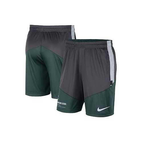 Nike Mens Charcoal and Green Michigan State Spartans Team Performance Knit Shorts