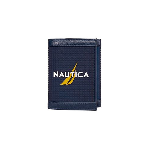 Nautica Mens Logo Rubber Leather Trifold Wallet