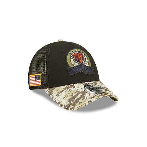 New Era Big Boys Black and Camo Chicago Bears 2022 Salute To Service 9FORTY Snapback Trucker Hat