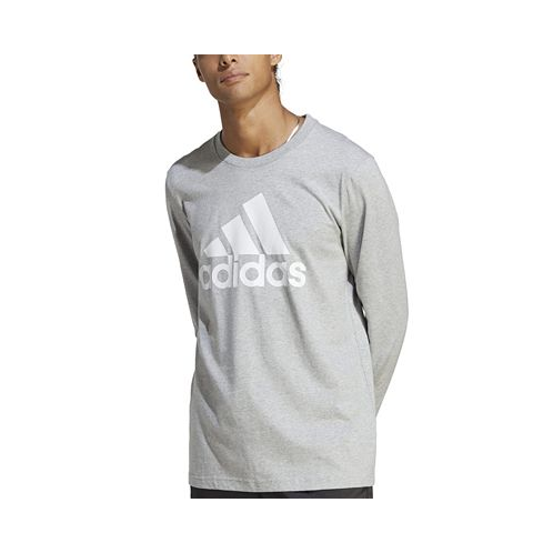 Adidas Mens Basic Badge of Sport Long-Sleeve Crewneck T-Shirt