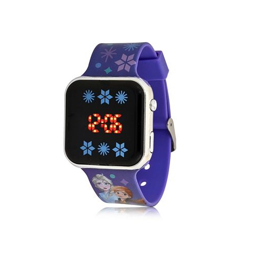 Disney Childrens Frozen 2 Light Emitting Diode Purple Silicone Strap Watch 32mm