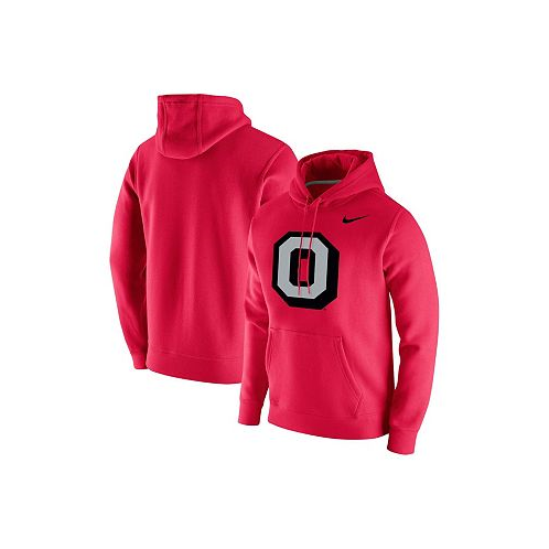 Nike Mens Scarlet Ohio State Buckeyes Vintage-Inspired School Logo Pullover Hoodie