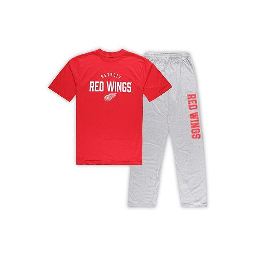 Profile Mens Detroit Red Wings Red Heather Gray Big and Tall T-shirt and Pants Lounge Set