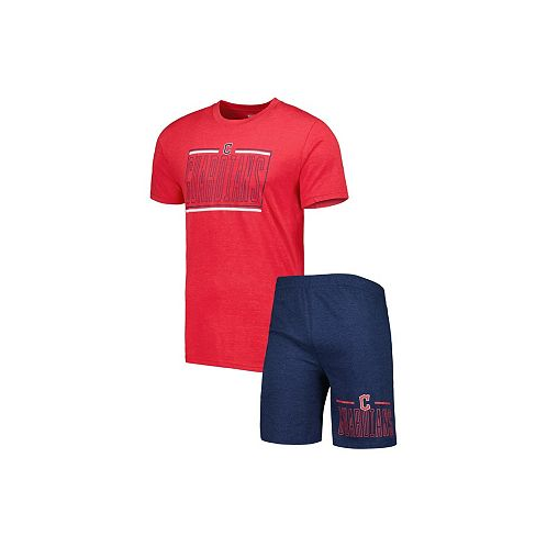 Concepts Sport Mens Navy Red Cleveland Guardians Meter T-shirt and Shorts Sleep Set
