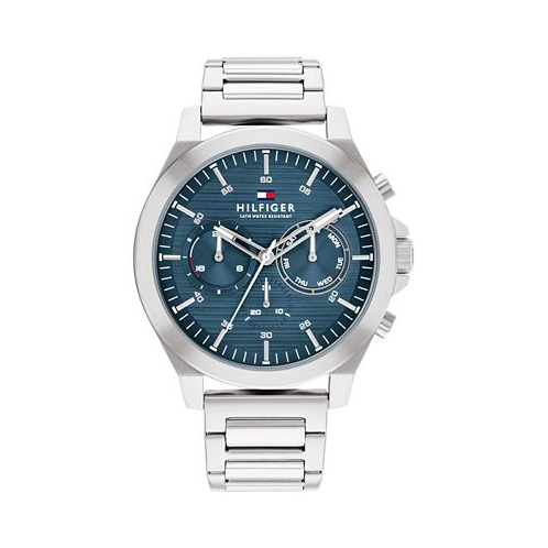 Tommy Hilfiger Mens Quartz Multifunction Silver Stainless Steel Bracelet Watch 46mm