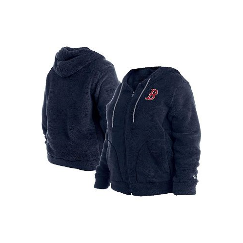 New Era Womens Navy Boston Red Sox Plus Size Sherpa Full-Zip Jacket