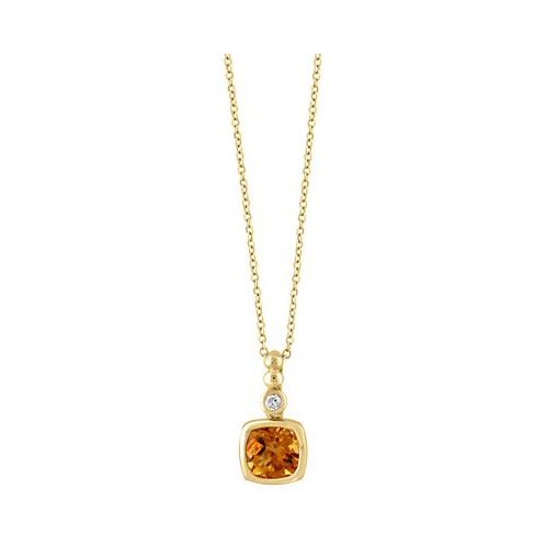 EFFY Collection EFFY Citrine (1-1/3 ct. t.w.) & White Topaz (1/20 ct. t.w.) 18 Pendant Necklace in 14k Gold-Plated Sterling Silver