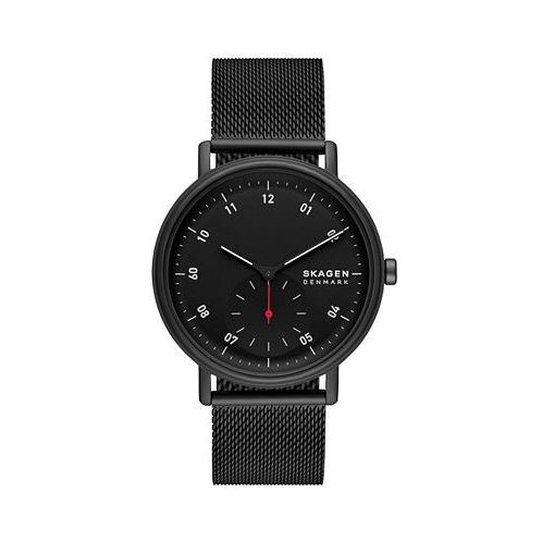 Skagen Mens Kuppel Quartz Three Hand Black Stainless Steel Watch 44mm