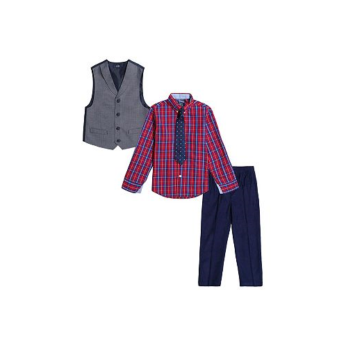 Nautica Toddler Boys Herringbone and Corduroy Vest Pant Shirt and Necktie 4 Piece Set